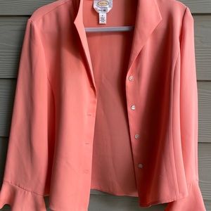 Talbots Silk Coral Button-Up Blouse